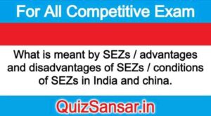 What is meant by SEZs / advantages and disadvantages of SEZs / conditions of SEZs in India and china.