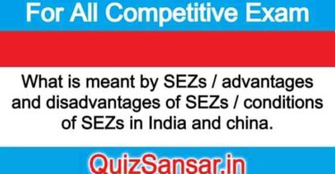 What is meant by SEZs / advantages and disadvantages of SEZs / conditions of SEZs in India and china.