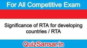 Significance of RTA for developing countries / RTA