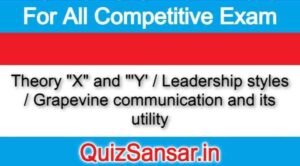 Theory "X" and "'Y' / Leadership styles / Grapevine communication and its utility