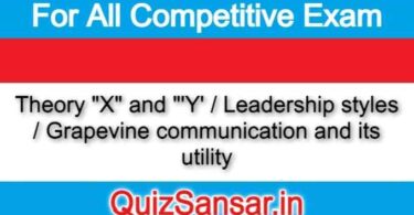 Theory "X" and "'Y' / Leadership styles / Grapevine communication and its utility