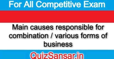 Main causes responsible for combination / various forms of business