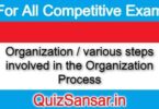 Organization / various steps involved in the Organization Process