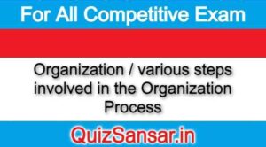 Organization / various steps involved in the Organization Process