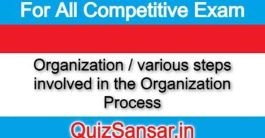 Organization / various steps involved in the Organization Process