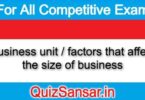 Business unit / factors that affect the size of business