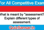 What is meant by "assessment?" Explain different types of assessment.