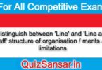 Distinguish between 'Line' and 'Line and Staff' structure of organisation / merits and limitations