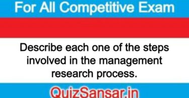 Describe each one of the steps involved in the management research process.