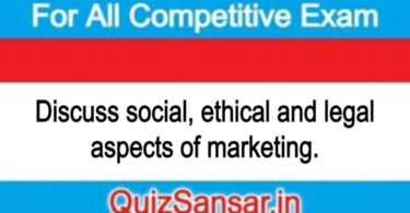 Discuss social, ethical and legal aspects of marketing.