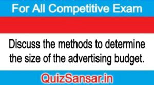 Discuss the methods to determine the size of the advertising budget.