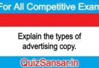 Explain the types of advertising copy.