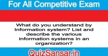 What do you understand by Information system? List and describe the various information systems in an organization?