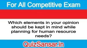 Which elements in your opinion should be kept in mind while planning for human resource needs?