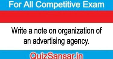 Write a note on organization of an advertising agency.