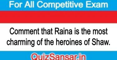 Comment that Raina is the most charming of the heroines of Shaw.