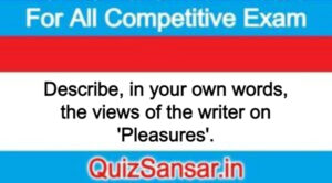 Describe, in your own words, the views of the writer on 'Pleasures'.