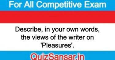 Describe, in your own words, the views of the writer on 'Pleasures'.