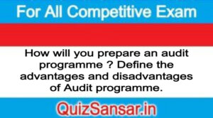 How will you prepare an audit programme ? Define the advantages and disadvantages of Audit programme.