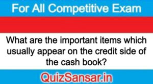 What are the important items which usually appear on the credit side of the cash book?