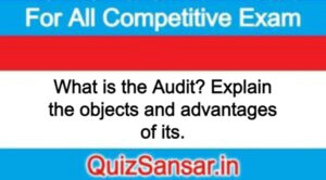 What is the Audit? Explain the objects and advantages of its.