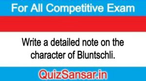 Write a detailed note on the character of Bluntschli.