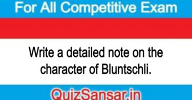 Write a detailed note on the character of Bluntschli.