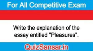 Write the explanation of the essay entitled "Pleasures".