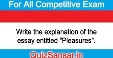 Write the explanation of the essay entitled "Pleasures".