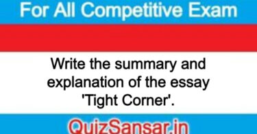 Write the summary and explanation of the essay 'Tight Corner'.