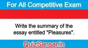 Write the summary of the essay entitled "Pleasures".