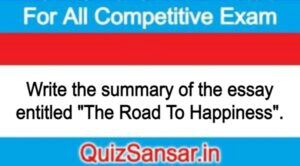 Write the summary of the essay entitled "The Road To Happiness".