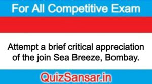 Attempt a brief critical appreciation of the join Sea Breeze, Bombay.