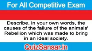 Describe, in your own words, the causes of the failure of the animals' Rebellion which was made to bring in an ideal society.