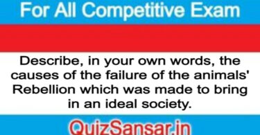 Describe, in your own words, the causes of the failure of the animals' Rebellion which was made to bring in an ideal society.