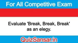 Evaluate 'Break, Break, Break' as an elegy.