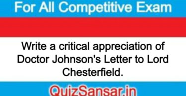 Write a critical appreciation of Doctor Johnson's Letter to Lord Chesterfield.