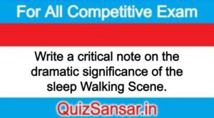 Write a critical note on the dramatic significance of the sleep Walking Scene.