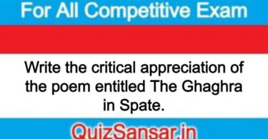 Write the critical appreciation of the poem entitled The Ghaghra in Spate.