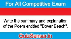 Write the summary and explanation of the Poem entitled "Dover Beach".