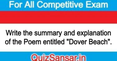 Write the summary and explanation of the Poem entitled "Dover Beach".