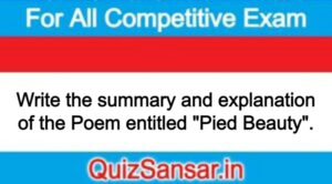 Write the summary and explanation of the Poem entitled "Pied Beauty".