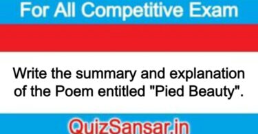 Write the summary and explanation of the Poem entitled "Pied Beauty".