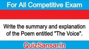 Write the summary and explanation of the Poem entitled "The Voice".