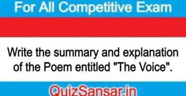 Write the summary and explanation of the Poem entitled "The Voice".