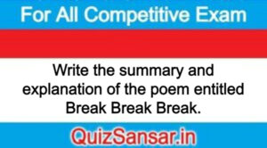 Write the summary and explanation of the poem entitled Break Break Break.