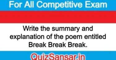 Write the summary and explanation of the poem entitled Break Break Break.