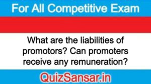 What are the liabilities of promotors? Can promoters receive any remuneration?