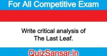 Write critical analysis of The Last Leaf.