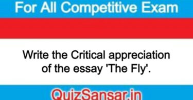 Write the Critical appreciation of the essay 'The Fly'.